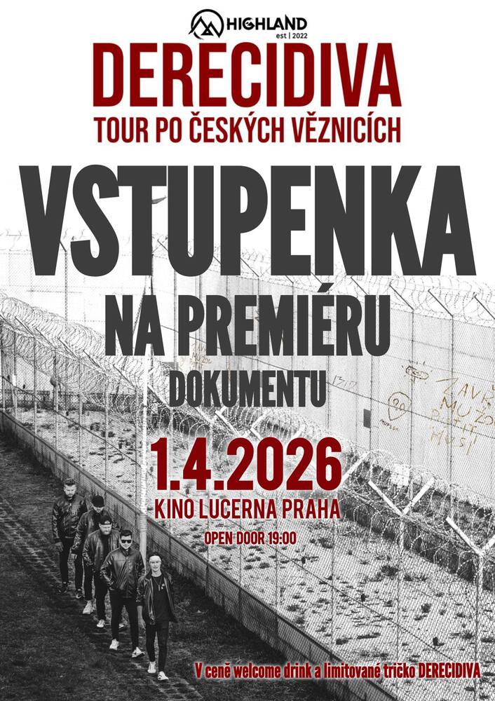 Vstupenka na slavnostní premiéru dokumentu DERECIDIVA